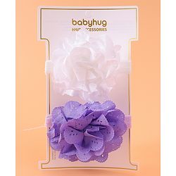 Babyhug Free Size Headbands With Floral Applique Pack Of 2 - Purple & White