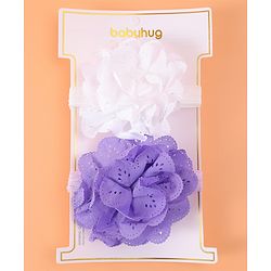 Babyhug Free Size Headbands With Floral Applique Pack Of 2 - Purple & White