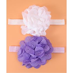 Babyhug Free Size Headbands With Floral Applique Pack Of 2 - Purple & White