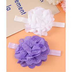 Babyhug Free Size Headbands With Floral Applique Pack Of 2 - Purple & White