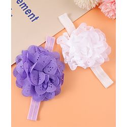 Babyhug Free Size Headbands With Floral Applique Pack Of 2 - Purple & White