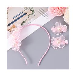 Babyhug Hair Clips & Hairband with Floral & Pearl Applique Accessories Combo Set - Light Pink