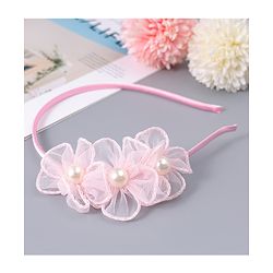 Babyhug Hair Clips & Hairband with Floral & Pearl Applique Accessories Combo Set - Light Pink