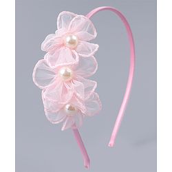 Babyhug Hair Clips & Hairband with Floral & Pearl Applique Accessories Combo Set - Light Pink