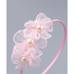 Babyhug Hair Clips & Hairband with Floral & Pearl Applique Accessories Combo Set - Light Pink