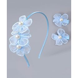 Babyhug Hair Clips & Hairband with Floral & Pearl Applique Accessories Combo Set - Light Pink