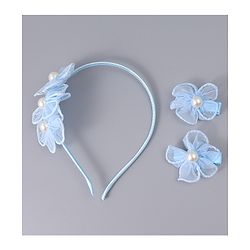 Babyhug Hair Clips & Hairband with Floral & Pearl Applique Accessories Combo Set - Light Pink