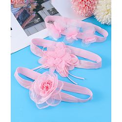 Babyhug Free Size Headbands With Floral Applique Pack Of 3 - Light Pink