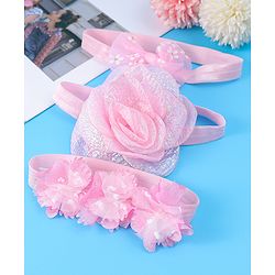 Babyhug Free Size Headbands With Floral & Bow Applique Pack Of 3 - Pink