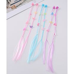 Babyhug Braided Hair Clip Extensions With Butterfly Applique Free Size Pack of 6 - Pink Blue Purple