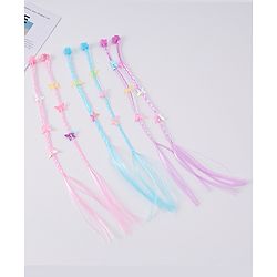 Babyhug Braided Hair Clip Extensions With Butterfly Applique Free Size Pack of 6 - Pink Blue Purple