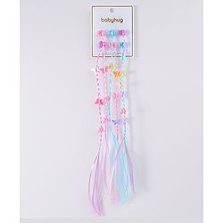 Babyhug Braided Hair Clip Extensions With Butterfly Applique Free Size Pack of 6 - Pink Blue Purple