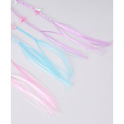Babyhug Braided Hair Clip Extensions With Butterfly Applique Free Size Pack of 6 - Pink Blue Purple
