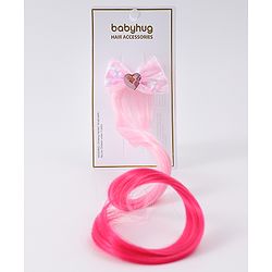Babyhug Bow Clip Hair Extensions With Ombre Effect - Pink & Fuchsia