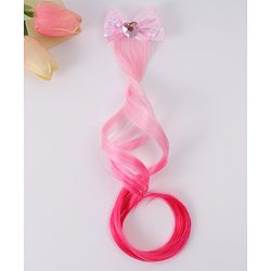 Babyhug Bow Clip Hair Extensions With Ombre Effect - Pink & Fuchsia