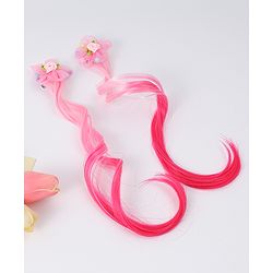 Babyhug Floral Clip Hair Extensions Pack of 2 - Light Pink & Dark Pink