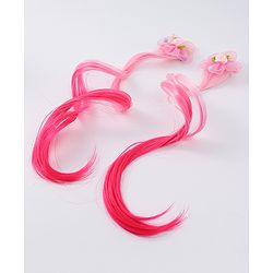 Babyhug Floral Clip Hair Extensions Pack of 2 - Light Pink & Dark Pink