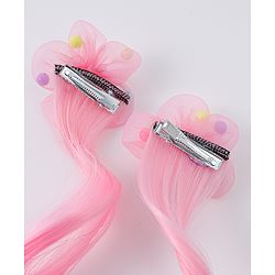 Babyhug Floral Clip Hair Extensions Pack of 2 - Light Pink & Dark Pink
