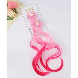 Babyhug Floral Clip Hair Extensions Pack of 2 - Light Pink & Dark Pink