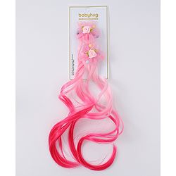 Babyhug Floral Clip Hair Extensions Pack of 2 - Light Pink & Dark Pink