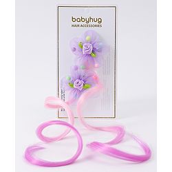 Babyhug Floral Applique Hair Extensions With Ombre Effect Purple