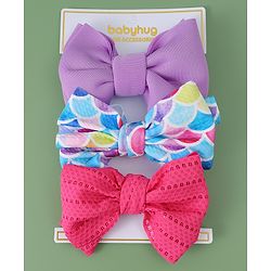 Babyhug Free Size Headbands With Bow Applique Pack Of 3 - Multicolour