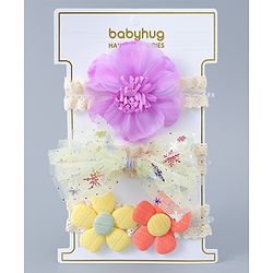 Babyhug Free Size Headbands With Floral & Bow Applique Pack of 3 - Multicolour