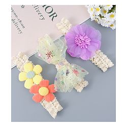 Babyhug Free Size Headbands With Floral & Bow Applique Pack of 3 - Multicolour