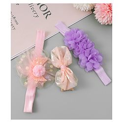 Babyhug Free Size Headbands With Floral & Bow Applique - Pink & Purple