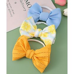 Babyhug Free Size Headbands With Bow Applique Pack of 3- Yellow & Blue