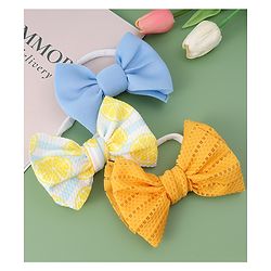 Babyhug Free Size Headbands With Bow Applique Pack of 3- Yellow & Blue