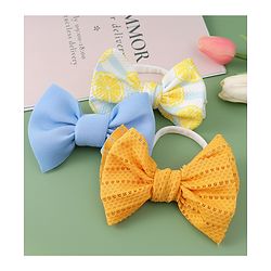 Babyhug Free Size Headbands With Bow Applique Pack of 3- Yellow & Blue