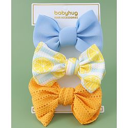 Babyhug Free Size Headbands With Bow Applique Pack of 3- Yellow & Blue