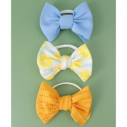Babyhug Free Size Headbands With Bow Applique Pack of 3- Yellow & Blue