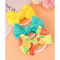 Babyhug Free Size Headbands with Bow Applique Pack of 3 - Yellow & Blue