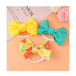 Babyhug Free Size Headbands with Bow Applique Pack of 3 - Yellow & Blue