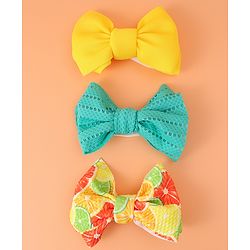 Babyhug Free Size Headbands with Bow Applique Pack of 3 - Yellow & Blue