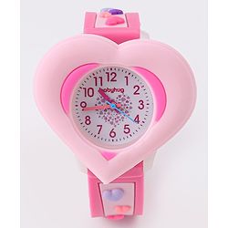 Babyhug Analog Watch With Heart Applique Free Size - Pink
