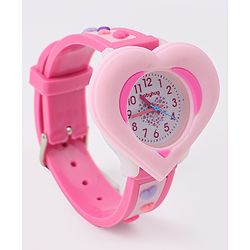 Babyhug Analog Watch With Heart Applique Free Size - Pink