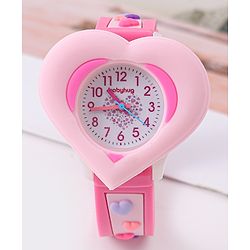 Babyhug Analog Watch With Heart Applique Free Size - Pink