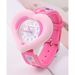 Babyhug Analog Watch With Heart Applique Free Size - Pink