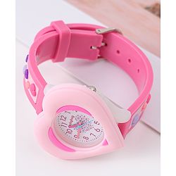 Babyhug Analog Watch With Heart Applique Free Size - Pink