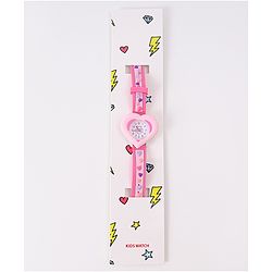 Babyhug Analog Watch With Heart Applique Free Size - Pink
