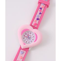 Babyhug Analog Watch With Heart Applique Free Size - Pink