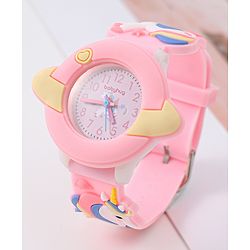 Babyhug Unicorn Applique Analog Watch - Pink