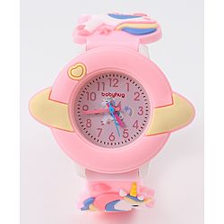 Babyhug Unicorn Applique Analog Watch - Pink