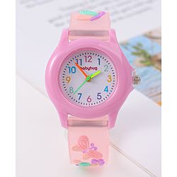 Babyhug Floral Applique Analog Watch - Peach