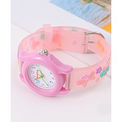 Babyhug Floral Applique Analog Watch - Peach