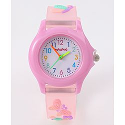 Babyhug Floral Applique Analog Watch - Peach