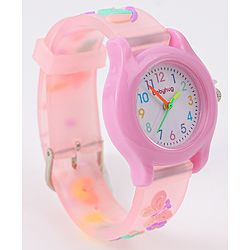 Babyhug Floral Applique Analog Watch - Peach